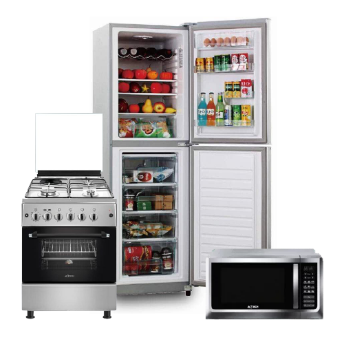 PACK ASTECH CUISINIÈRE 4 FEUX 60 X 60 + RÉFRIGÉRATEUR COMBINÉ + MICRO ONDE 20L