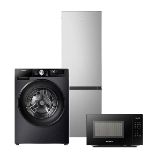 PACK HISENSE MACHINE À LAVER 6KG + RÉFRIGÉRATEUR COMBINÉ + MICRO ONDE 20L