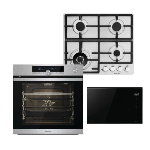 PACK HISENSE ENCASTRABLE FOUR ELECTRIQUE + PLAQUE À GAZ + MICRO ONDE