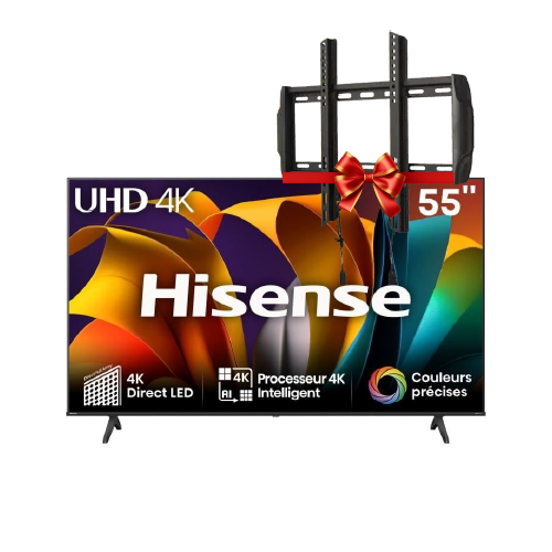 TELEVISEUR HISENSE 55 SMART VIDAA 4K + SUPPORT TV OFFERT