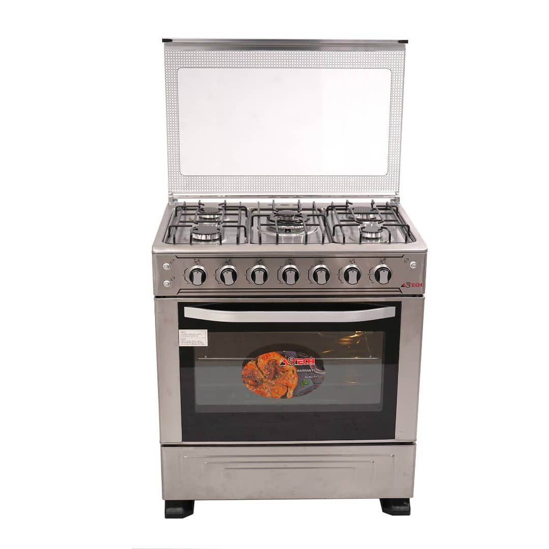 Cuisinière Astech 5 Feux 80x60 AGaz. Avec Four A gaz full option Inox 80MIS – Image 6