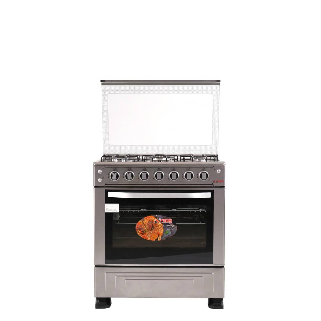 Cuisinière Astech 5 Feux 80x60 AGaz. Avec Four A gaz full option Inox 80MIS