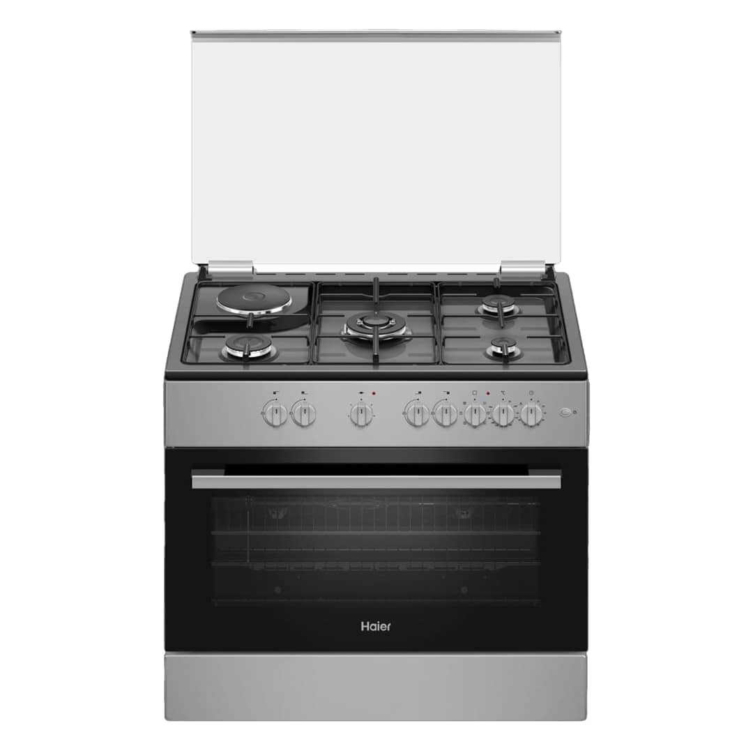 Cuisinière Haier 5 feux 90x60 4feux à Gaz + 1feux électrique  Gris HCR6041EGS